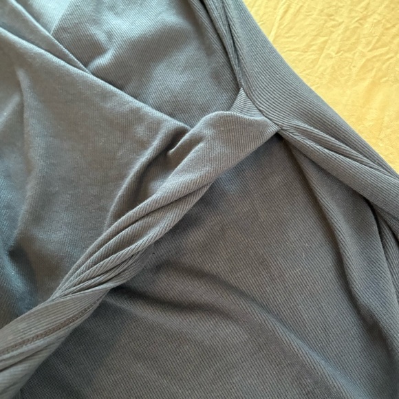 Michael Stars Abby Ribbed Faux Wrap Navy Dress. Size Large Petite. - Picture 10 of 12